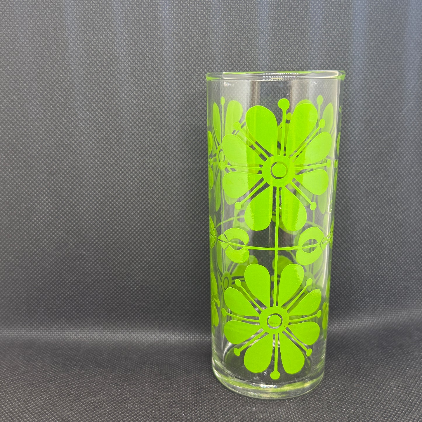 【昭和懷舊風】大花花紋 高身玻璃杯 5色5個套裝(淺綠色)