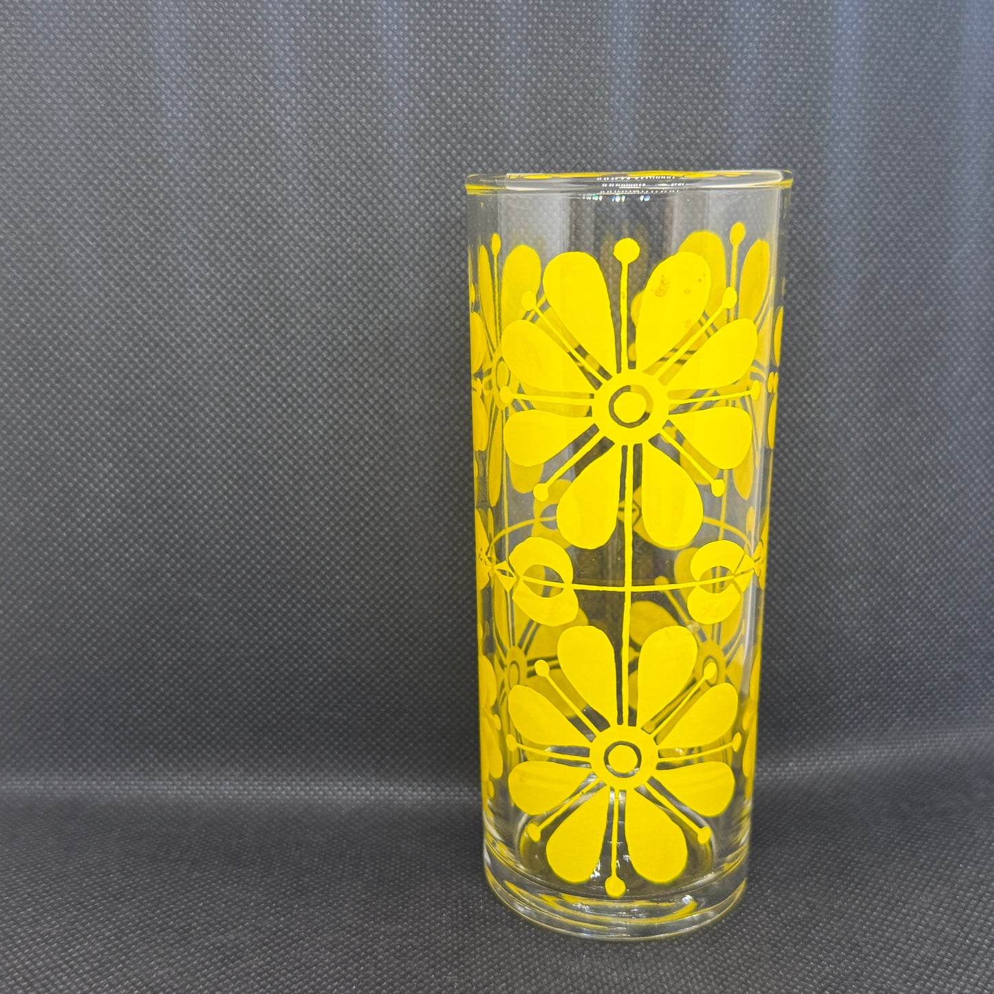 【昭和懷舊風】大花花紋 高身玻璃杯 5色5個套裝(黃色)