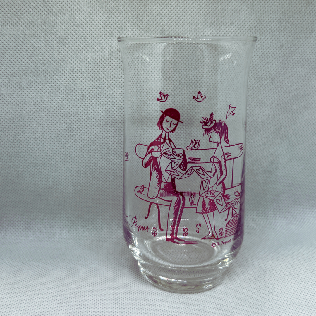 昭和時代 - 高身玻璃杯 Kirin Lemon 情侶公仔圖案 (紫紅色)