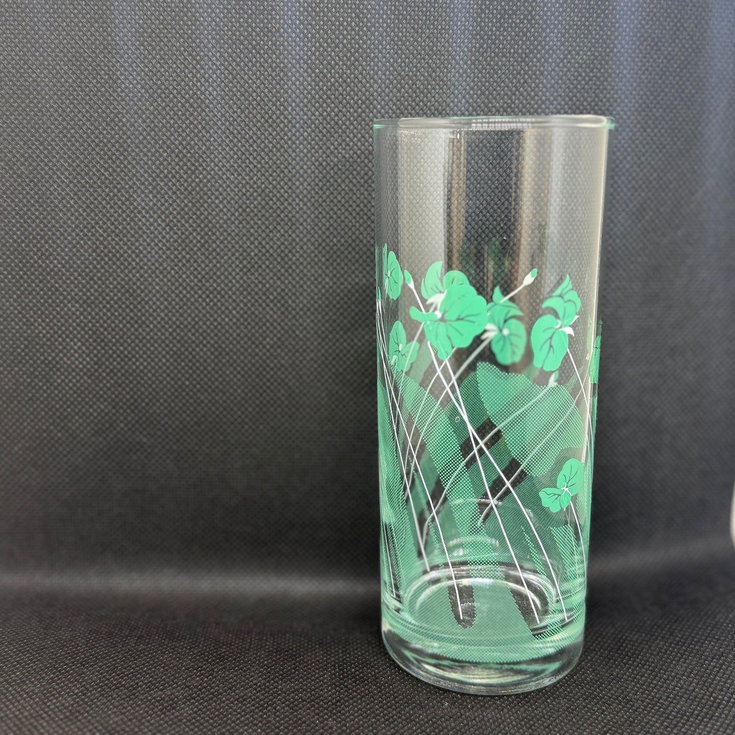 昭和時代 - 小荷葉圖案 高身玻璃杯 (湖水綠色 Tiffany Blue)