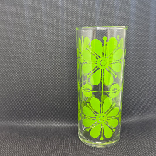 【昭和懷舊風】大花花紋 高身玻璃杯 5色5個套裝（淺綠色）