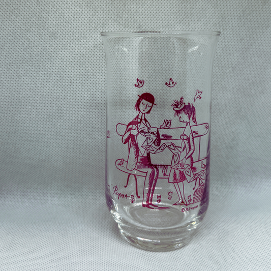 昭和時代 - 高身玻璃杯 Kirin Lemon 情侶公仔圖案 (紫紅色)